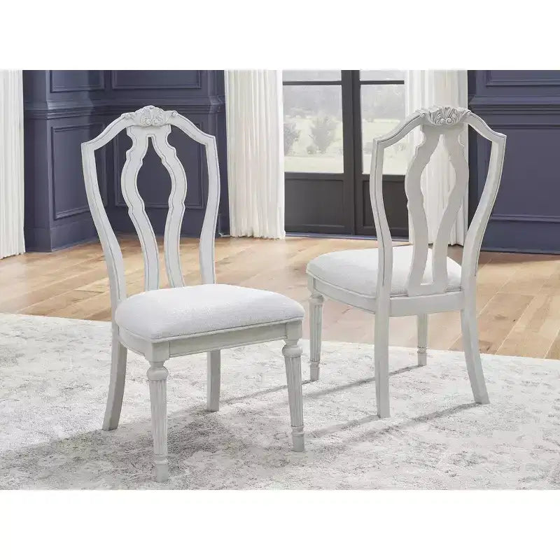 Signature Design by Ashley Montelaine Upholstered Dining Chairs - Vintage-Inspired Antique White (Set of 2)