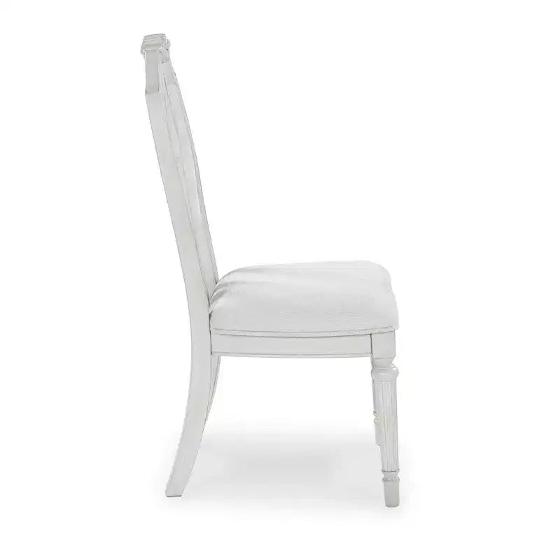 Signature Design by Ashley Montelaine Upholstered Dining Chairs - Vintage-Inspired Antique White (Set of 2)
