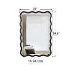 40 x 28 Solid Wood Wavy Rectangle Mirror-Black for Bathroom, Bedroom, Living Room, Dining Room, Cloakroom, Entryway