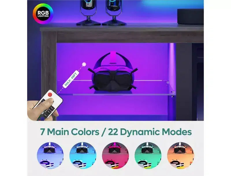 Mobile TV Bestier 71, mobile porta TV moderno per televisori fino a 75 pollici con luce LED, tavolo consolle TV con ripiani portaoggetti per soggiorno