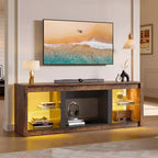 Mobile TV Bestier 71, mobile porta TV moderno per televisori fino a 75 pollici con luce LED, tavolo consolle TV con ripiani portaoggetti per soggiorno