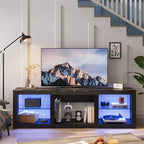 Mobile TV Bestier 71, mobile porta TV moderno per televisori fino a 75 pollici con luce LED, tavolo consolle TV con ripiani portaoggetti per soggiorno