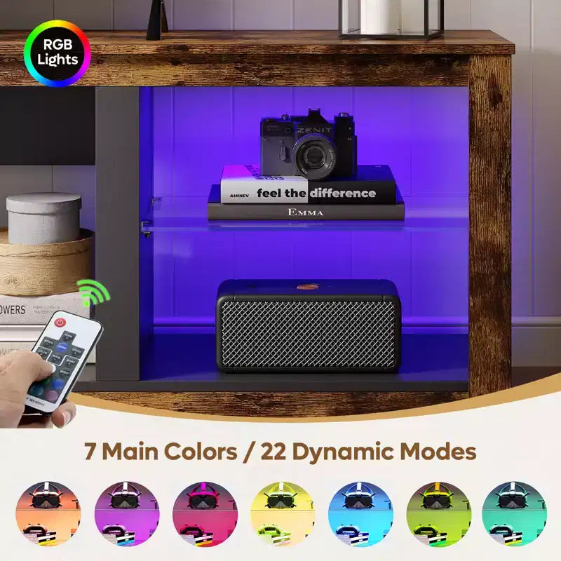 Mobile TV Bestier 71, mobile porta TV moderno per televisori fino a 75 pollici con luce LED, tavolo consolle TV con ripiani portaoggetti per soggiorno