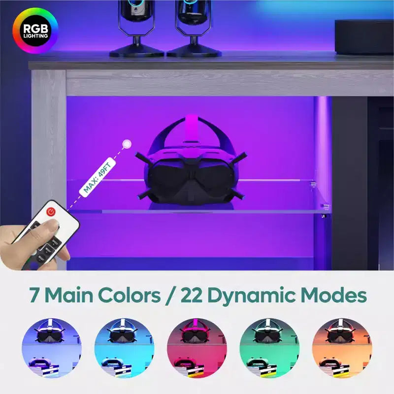 Mobile TV Bestier 71, mobile porta TV moderno per televisori fino a 75 pollici con luce LED, tavolo consolle TV con ripiani portaoggetti per soggiorno