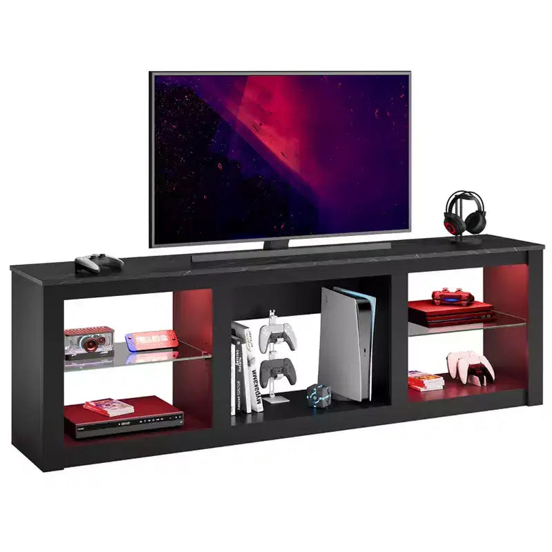 Mobile TV Bestier 71, mobile porta TV moderno per televisori fino a 75 pollici con luce LED, tavolo consolle TV con ripiani portaoggetti per soggiorno