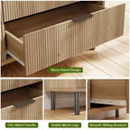 28 Wave Fluted 3-Drawer Dresser - Anti-Tip Safety, Tall Storage Chest w/Metal Legs for Bedroom & Entryway