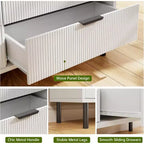 28 Wave Fluted 3-Drawer Dresser - Anti-Tip Safety, Tall Storage Chest w/Metal Legs for Bedroom & Entryway
