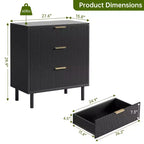 28 Wave Fluted 3-Drawer Dresser - Anti-Tip Safety, Tall Storage Chest w/Metal Legs for Bedroom & Entryway