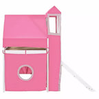 Twin/Full Size Loft Bed with Storage Staircase, Tent and Tower, Pink/Blue - ModernLuxe