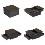 Famapy Stylish and Functional Coffee Table - Dark Grey Body with Brown Countertop, Ideal for Modern Living Rooms
