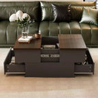 Famapy Stylish and Functional Coffee Table - Dark Grey Body with Brown Countertop, Ideal for Modern Living Rooms