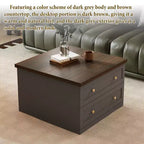 Famapy Stylish and Functional Coffee Table - Dark Grey Body with Brown Countertop, Ideal for Modern Living Rooms