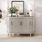 Modern Arc-shaped Sideboard, 47.2-inch Decorative Storage Cabinet, Wooden Hall Table with 4 Doors and Adjustable Interior Shelves