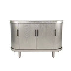 Modern Arc-shaped Sideboard, 47.2-inch Decorative Storage Cabinet, Wooden Hall Table with 4 Doors and Adjustable Interior Shelves