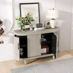 Modern Arc-shaped Sideboard, 47.2-inch Decorative Storage Cabinet, Wooden Hall Table with 4 Doors and Adjustable Interior Shelves