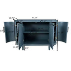 Blue Curved Sideboard 47.2-Inch Decorative Storage Cabinet Wooden Console Table Cabinet with 4 Doors and Adjustable Interior Shelves