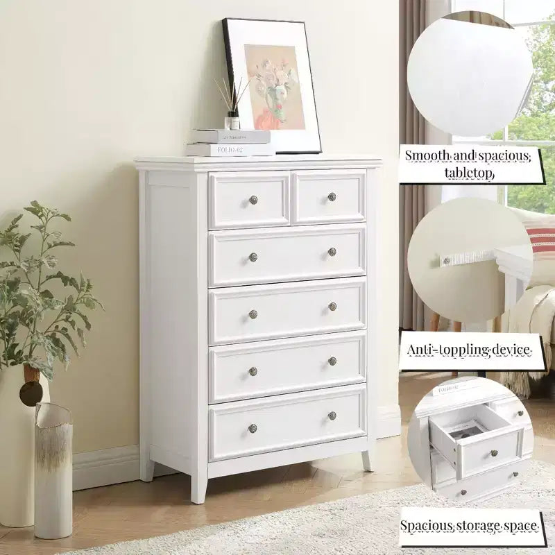 Modern 6 Drawers Dresser 6 Drawers Cabinet,Chest of Drawers Closet Organizers and Storage Clothes Storage Drawers Cabinet