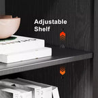 72 High Black Wood Grain Decorative Storage Cabinet with Sufficient Space for 12 Shelves