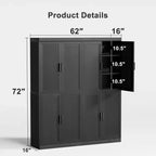72 High Black Wood Grain Decorative Storage Cabinet with Sufficient Space for 12 Shelves