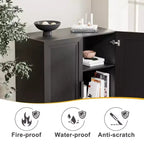 72 High Black Wood Grain Decorative Storage Cabinet with Sufficient Space for 12 Shelves