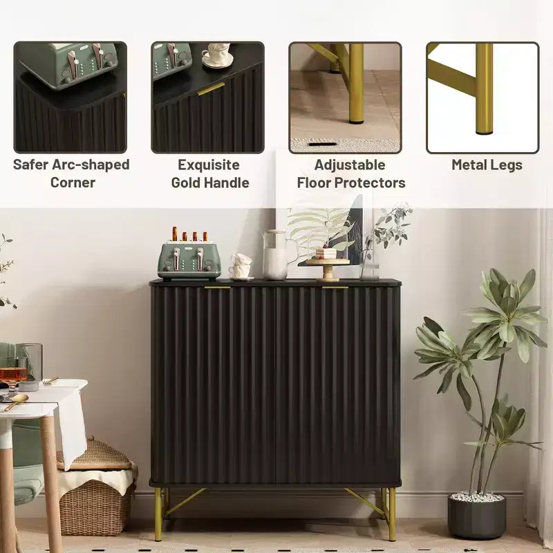 CLIHOME 31.5 in H MDF Indoor Furniture Freestanding Decorative Storage Cabinet