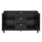 Entryway Cabinet with Wave Design, Adjustable Shelves, 3 Drawers & Soft-Close Doors, Storage Console Table W/Metal Handles, Suitable for Home