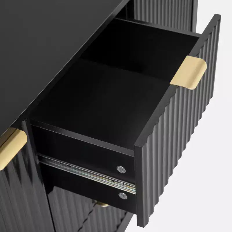 Entryway Cabinet with Wave Design, Adjustable Shelves, 3 Drawers & Soft-Close Doors, Storage Console Table W/Metal Handles, Suitable for Home