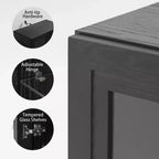 Wood Accent Cabinet in Black, Storage Organizer with Adjustable Shelves and Glass Doors for Kitchen Bedroom Living/Dinning Room