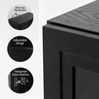 31x62x16 Wood Accent Cabinet in Black, Storage Organizer with Adjustable Shelves for Kitchen Bedroom Entryway Living Room Dinning Room