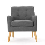 Okak Modern Mid-Century Accent Chairs for Bedroom, Tufted Fabric Accent Chair with Solid Wood Legs for Living Room
