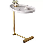 MAYEERTY White C-Shaped Side Table, Small Sofa Table for Living Room & Bedroom