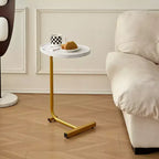 MAYEERTY White C-Shaped Side Table, Small Sofa Table for Living Room & Bedroom