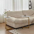 MAYEERTY White C-Shaped Side Table, Small Sofa Table for Living Room & Bedroom
