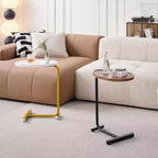 MAYEERTY White C-Shaped Side Table, Small Sofa Table for Living Room & Bedroom