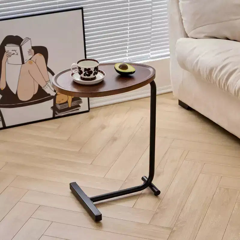 MAYEERTY White C-Shaped Side Table, Small Sofa Table for Living Room & Bedroom