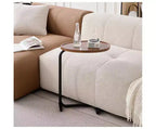 MAYEERTY White C-Shaped Side Table, Small Sofa Table for Living Room & Bedroom