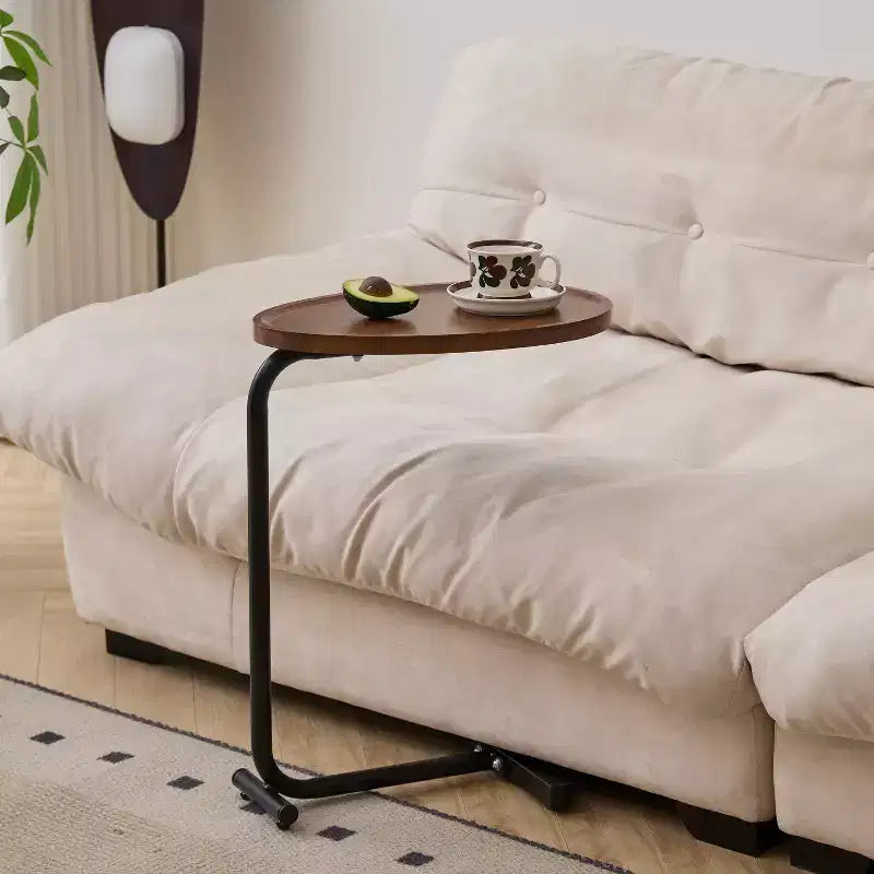 MAYEERTY White C-Shaped Side Table, Small Sofa Table for Living Room & Bedroom
