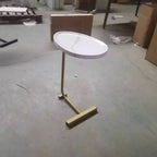 MAYEERTY White C-Shaped Side Table, Small Sofa Table for Living Room & Bedroom