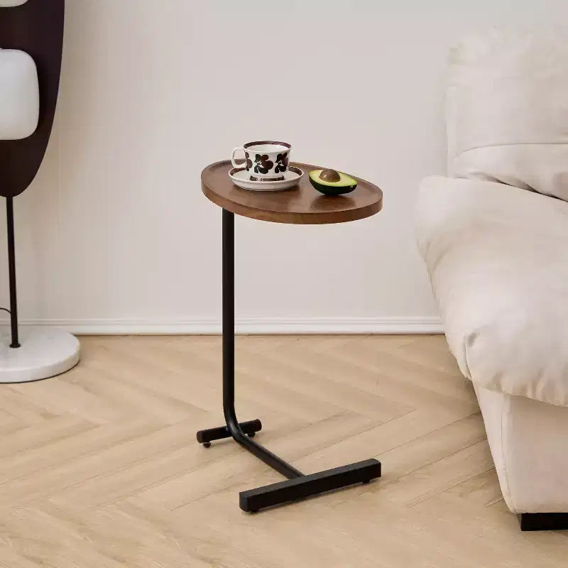 MAYEERTY White C-Shaped Side Table, Small Sofa Table for Living Room & Bedroom