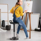 VEVOR Active Chair with Handle, Height-Adjustable (24.6-34.4) Wobble Chair Made of Elastic Fabric & 45 mm Foam, 8 Tilt Angle, Age 12-18, Black