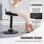 VEVOR Active Chair with Handle, Height-Adjustable (24.6-34.4) Wobble Chair Made of Elastic Fabric & 45 mm Foam, 8 Tilt Angle, Age 12-18, Black