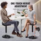 VEVOR Active Chair with Handle, Height-Adjustable (24.6-34.4) Wobble Chair Made of Elastic Fabric & 45 mm Foam, 8 Tilt Angle, Age 12-18, Black