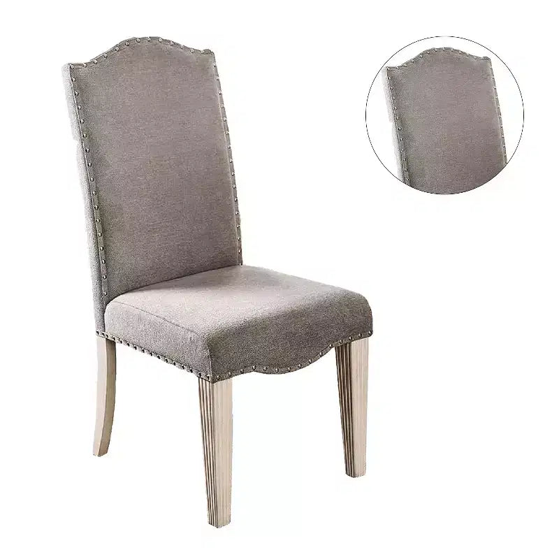 Simple Relax Set of 2 Side Chairs with Nailhead Trim Design in Gray and Antique White