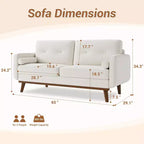 65 Loveseat Sofa, Mid Century Modern Couch Comfy Love Seat Couches, 2 Seater Deep Seat Couch Linen Upholstered Couches for Bedroom Small Space