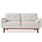 65 Loveseat Sofa, Mid Century Modern Couch Comfy Love Seat Couches, 2 Seater Deep Seat Couch Linen Upholstered Couches for Bedroom Small Space