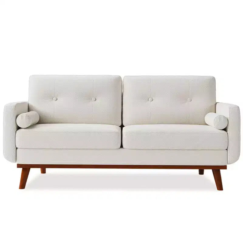 65 Loveseat Sofa, Mid Century Modern Couch Comfy Love Seat Couches, 2 Seater Deep Seat Couch Linen Upholstered Couches for Bedroom Small Space