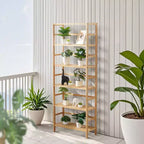 VEVOR 6-Tier Bamboo Shelf, Open Wood Bookshelf, Display Storage Rack Organizer, Freestanding Flower Plant Stand, Multifunctional Bookshelf, Natural