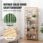 VEVOR 6-Tier Bamboo Shelf, Open Wood Bookshelf, Display Storage Rack Organizer, Freestanding Flower Plant Stand, Multifunctional Bookshelf, Natural