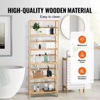VEVOR 6-Tier Bamboo Shelf, Open Wood Bookshelf, Display Storage Rack Organizer, Freestanding Flower Plant Stand, Multifunctional Bookshelf, Natural