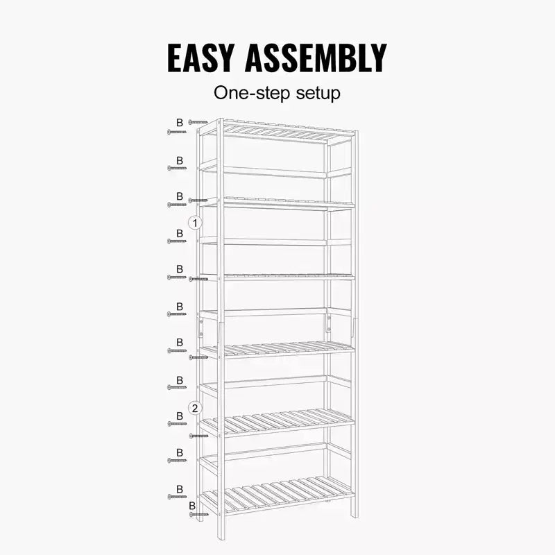 VEVOR 6-Tier Bamboo Shelf, Open Wood Bookshelf, Display Storage Rack Organizer, Freestanding Flower Plant Stand, Multifunctional Bookshelf, Natural
